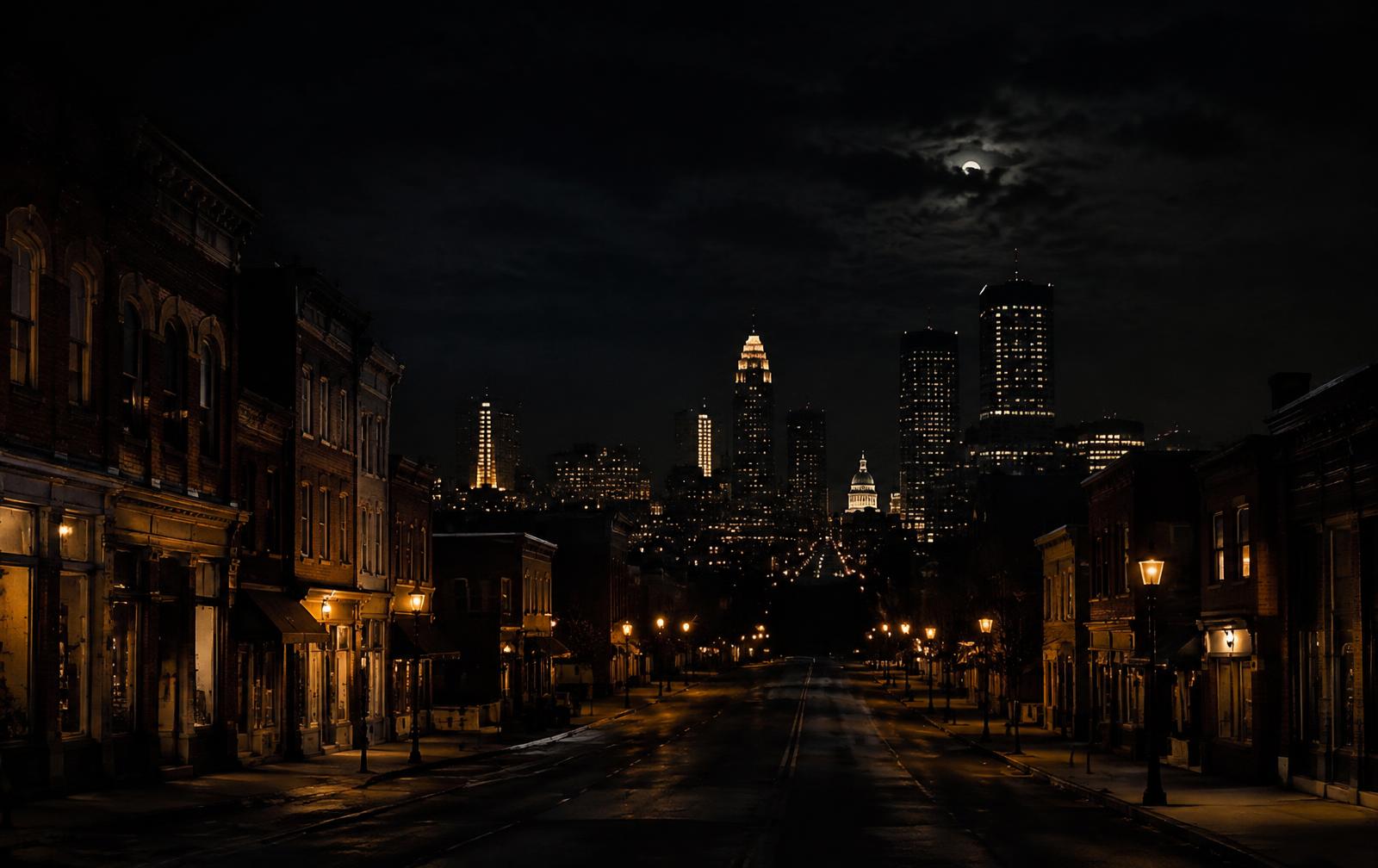An American street at night